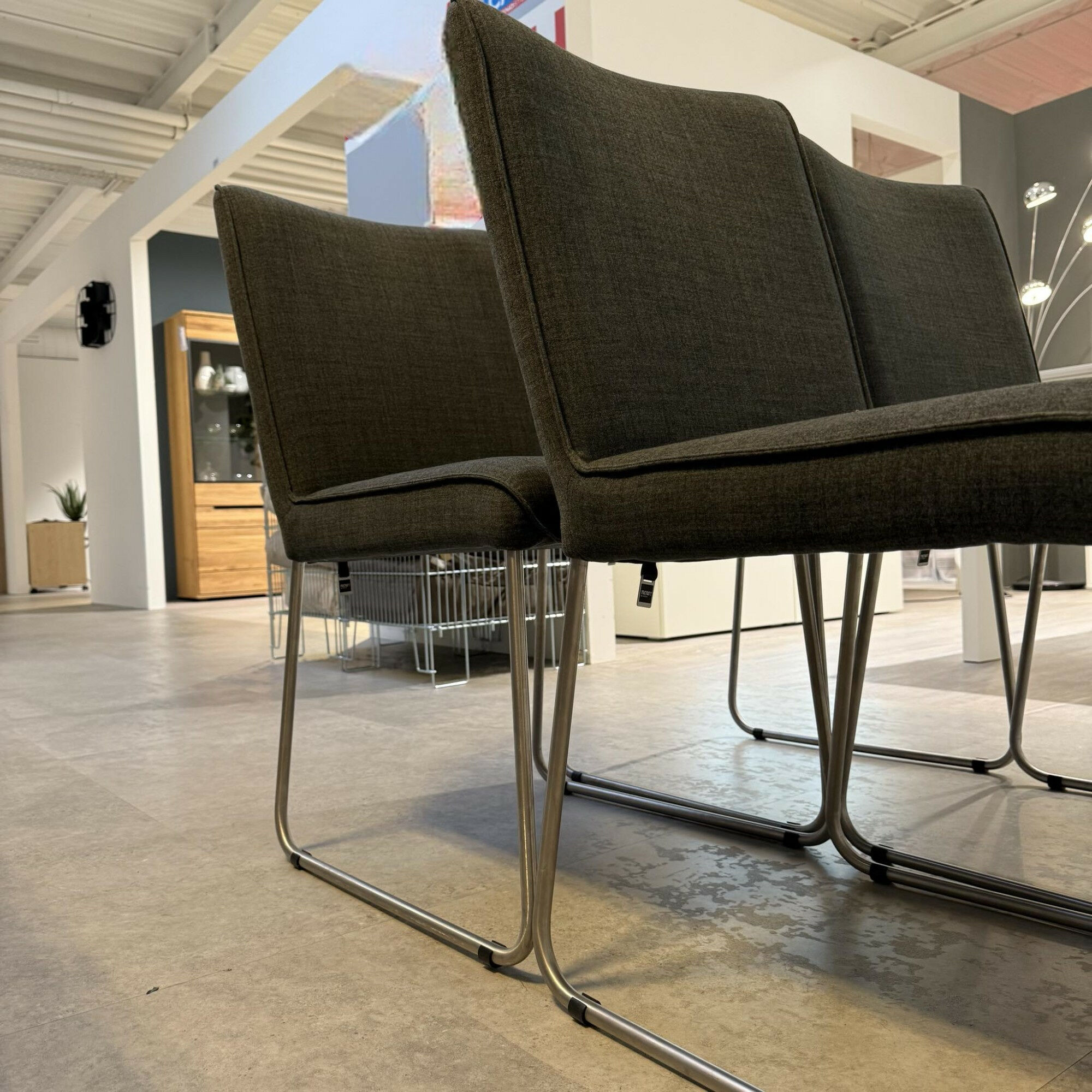Hülsta - 4er Set Stuhl Now Dining S21 Flachgewebe Anthrazit Metallgestell Kufen Chrom - 5
