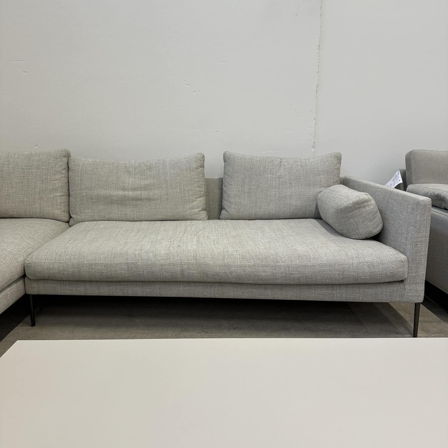 COR - Ecksofa Pilotis Stoff 9210 Sandgrau Grau Füße Schwarzchrom Inklusive Kissen Ohne Couchtisch - 8