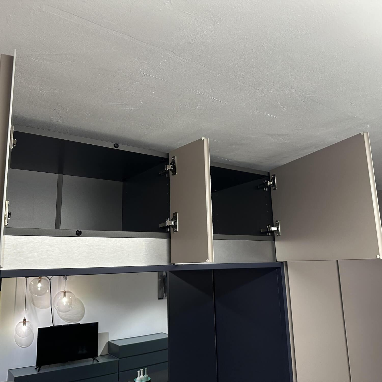 Schönbuch - Cabinet Stripes Pebble 59 Gray And Midnight Blue 51 Blue Gray Lacquered Bench Upholstery Midnight Blue - 11