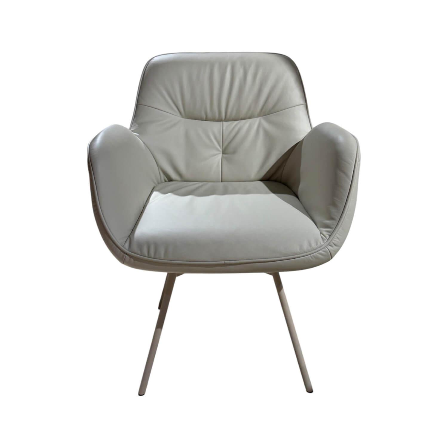 himolla - Stuhl Dining 1473 Leder 27 Longlife Mimosa Fragrance Beige Gestell Metall Beige Mit Rückholfeder - 1