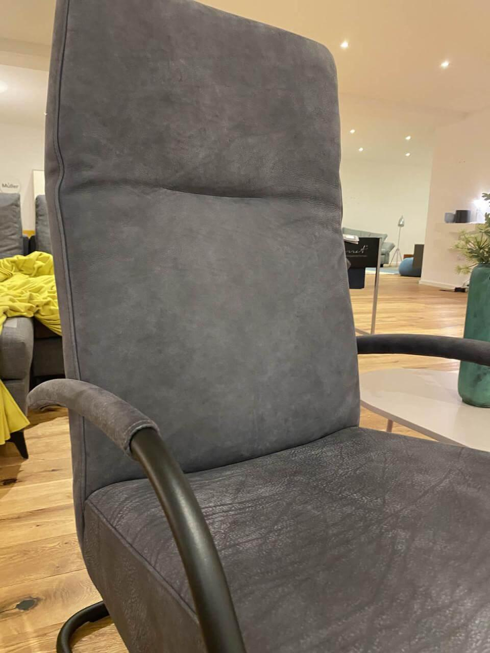 Signet - Relaxsessel Nils Leder Graphit Grau Gestell Feinstruktur Metall Schwarz Pulverbeschichtet - 5