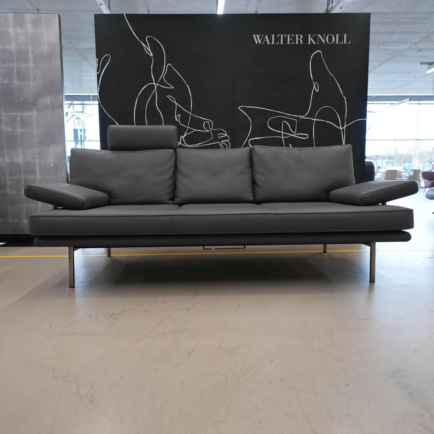 Walter Knoll - Sofa Living Platform 400-30 FLFR Bezug Leder Safari 1377 Anthrazit Gestell Schwarzchrom - 2