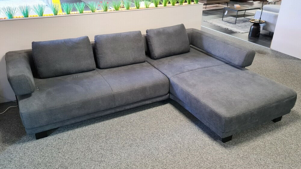 Hukla - Ecksofa Stoff Kira Grau 19 Füße Metall Anthrazit - 4