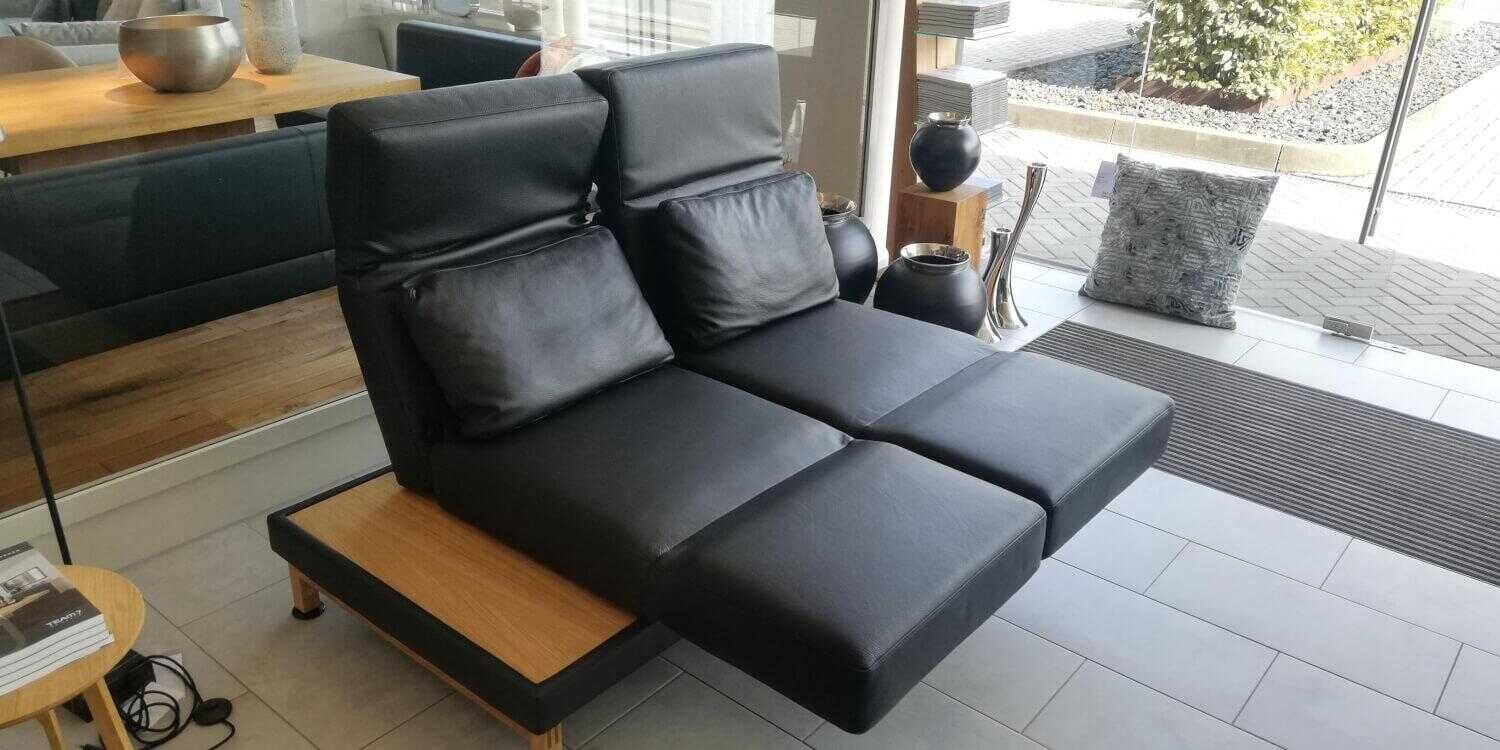 Brühl - Sofa Moule Small Leder Unit 542 Schwarz mit 2 Kissen - 6