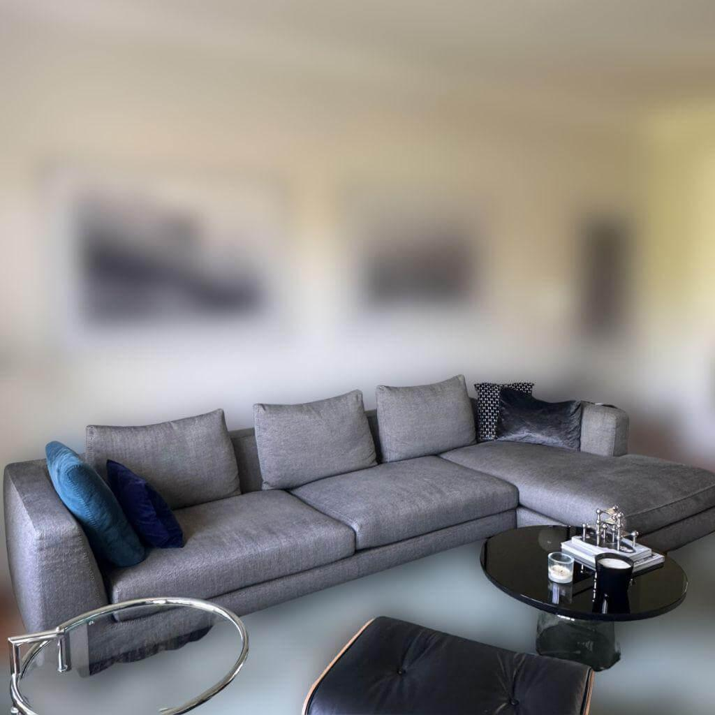 B&B Italia - Sofa Ray Stoff Elsa Graubraun/ Creme Grau Gestell Aluminium Nickel Bronzefarbig Lackiert (Second Life) - 4