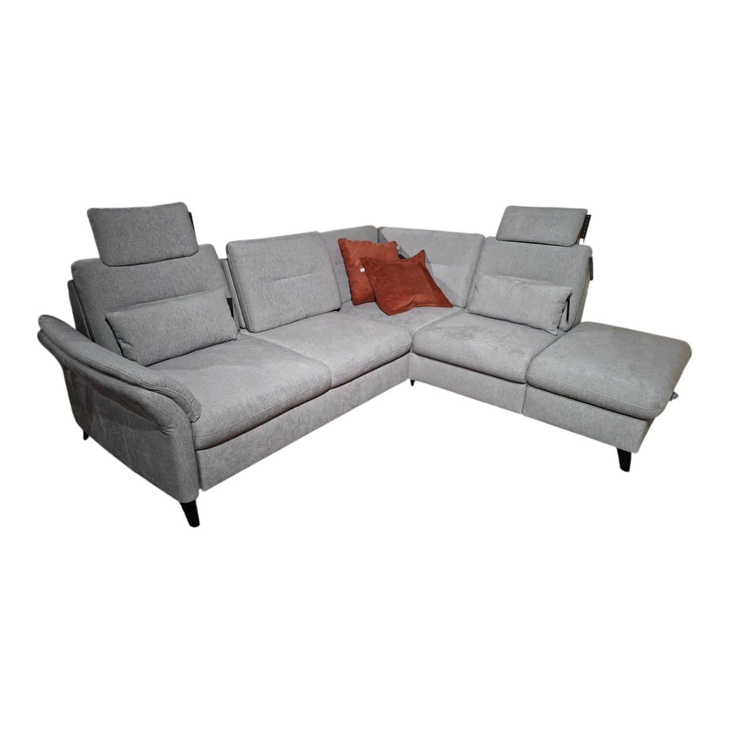 Sit & More - Ecksofa Altea Stoff Cora Clean Silver Füße Schwarz - 1