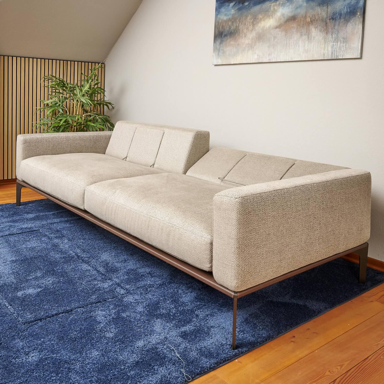 Bielefelder Werkstätten - Sofa Spirit Stoff Emira BW 1732 272 Beige Gestell Metall Bronze Matt Inklusive Rückenverstellung - 9