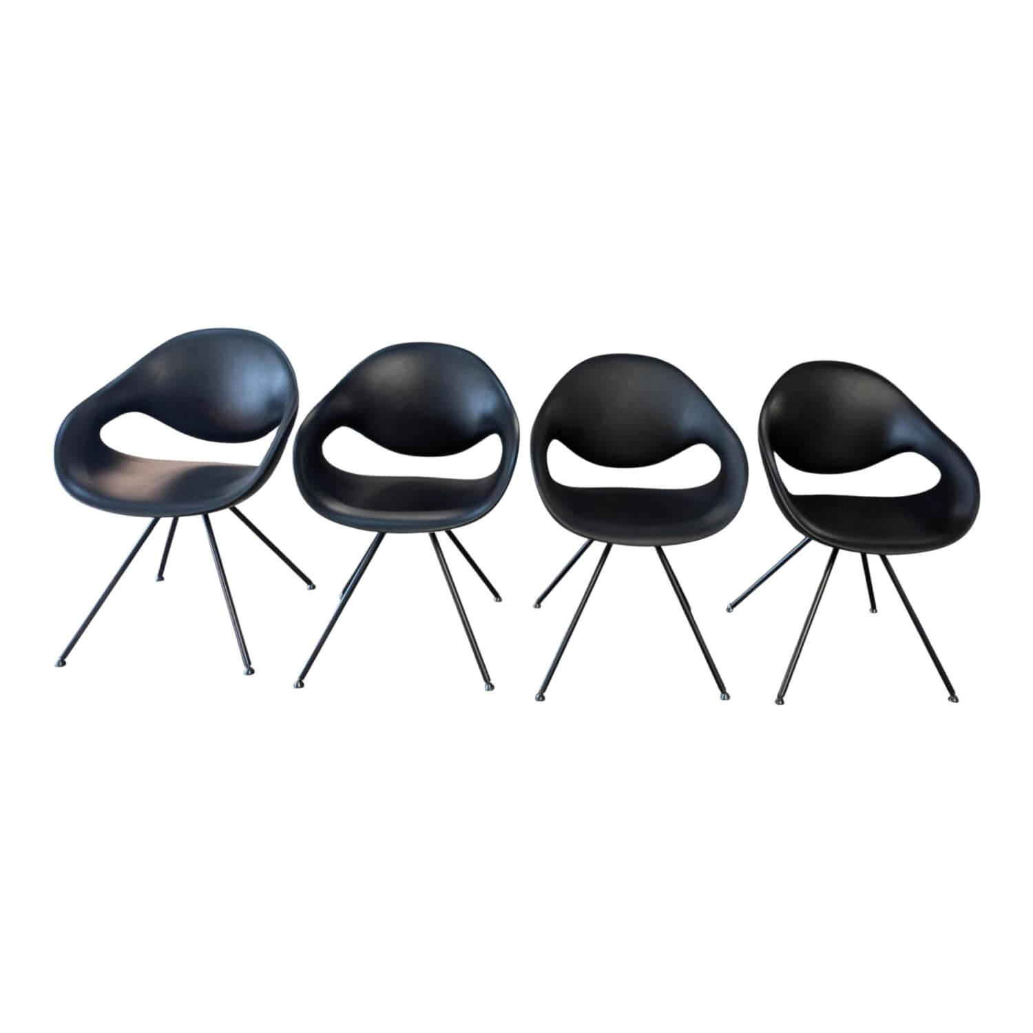 Tonon - 4er-Set Stuhl Moon Integralschaum Schwarz Füße Schwarz - 1