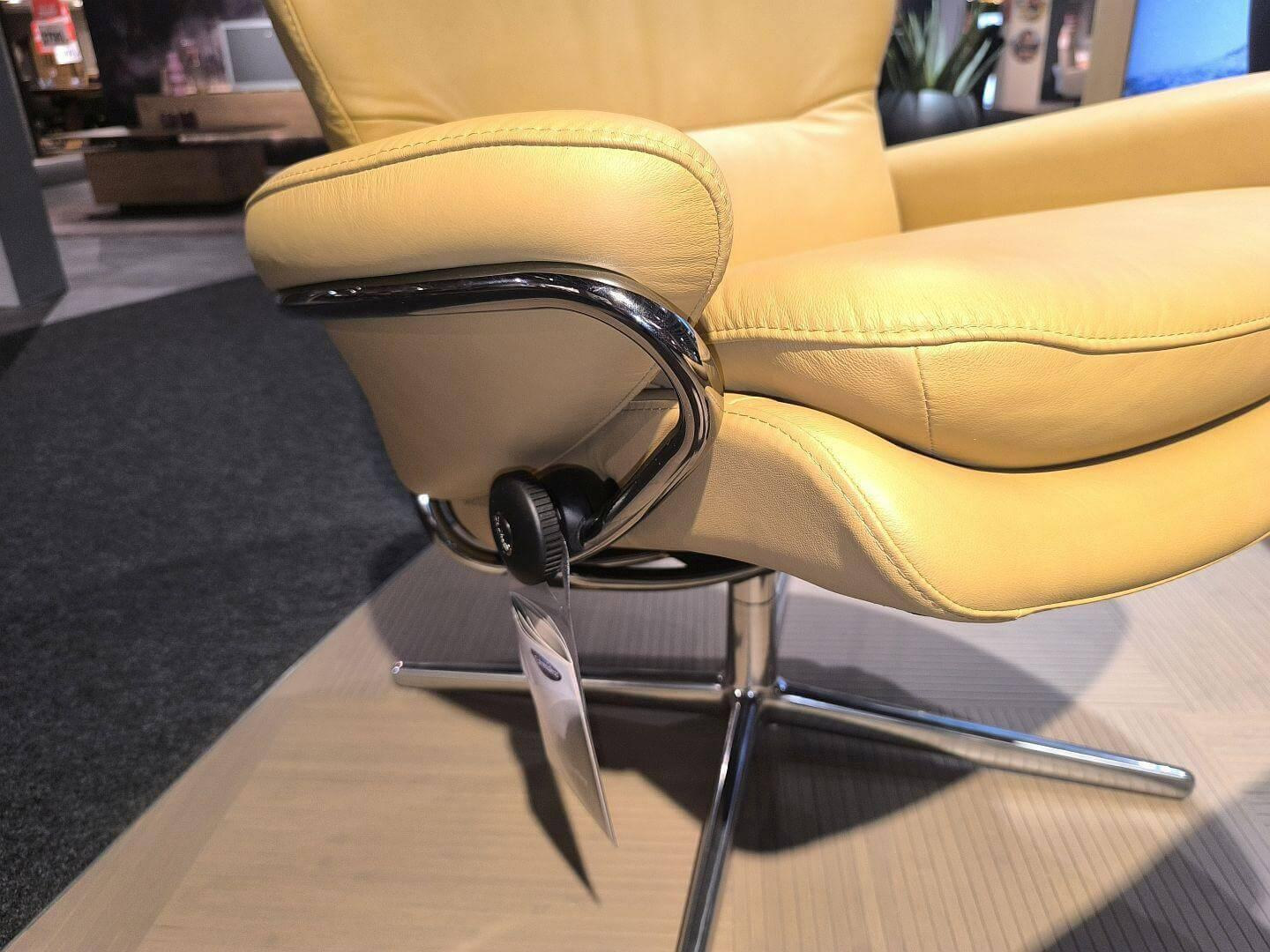 Stressless - Relaxsessel Rome Leder Paloma 39 Honey Gelb Beige Base 40 Cross Standard Gestell Aluminium Mit Hocker - 4