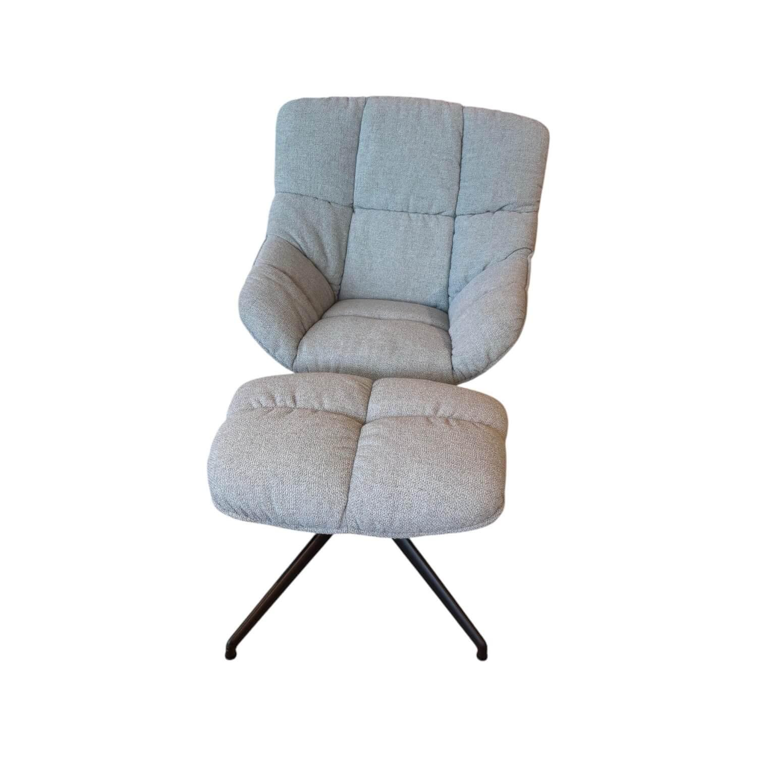 Raum.Freunde - Sessel Unn Stoff Breme 168 Ascot Niagara Grau Gestell Star Donati Schwarz Inklusive Hocker - 1