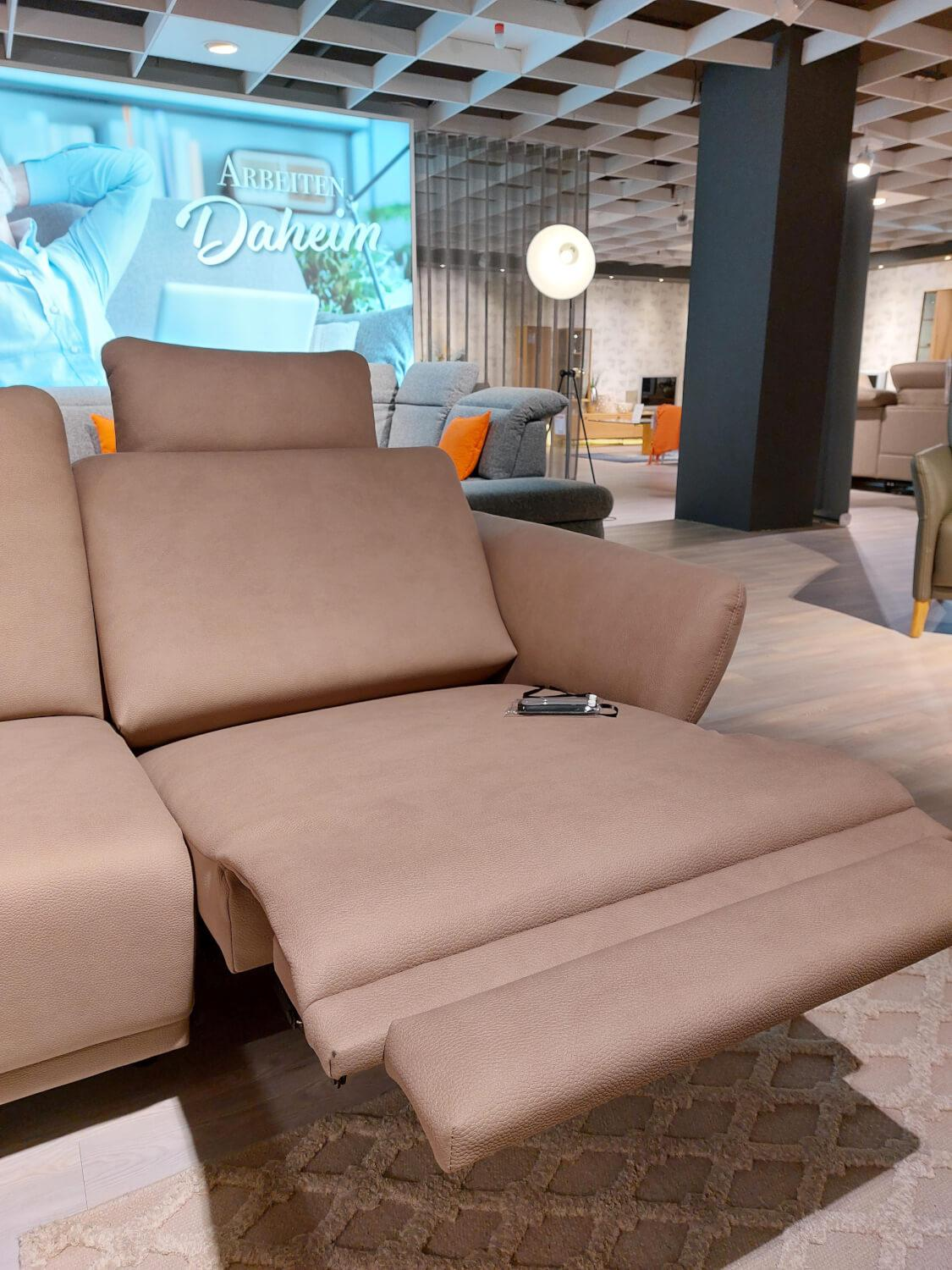 Global - Corner sofa Global Rosario upholstery fabric Seattle color mud brown wooden base oak oiled - 3