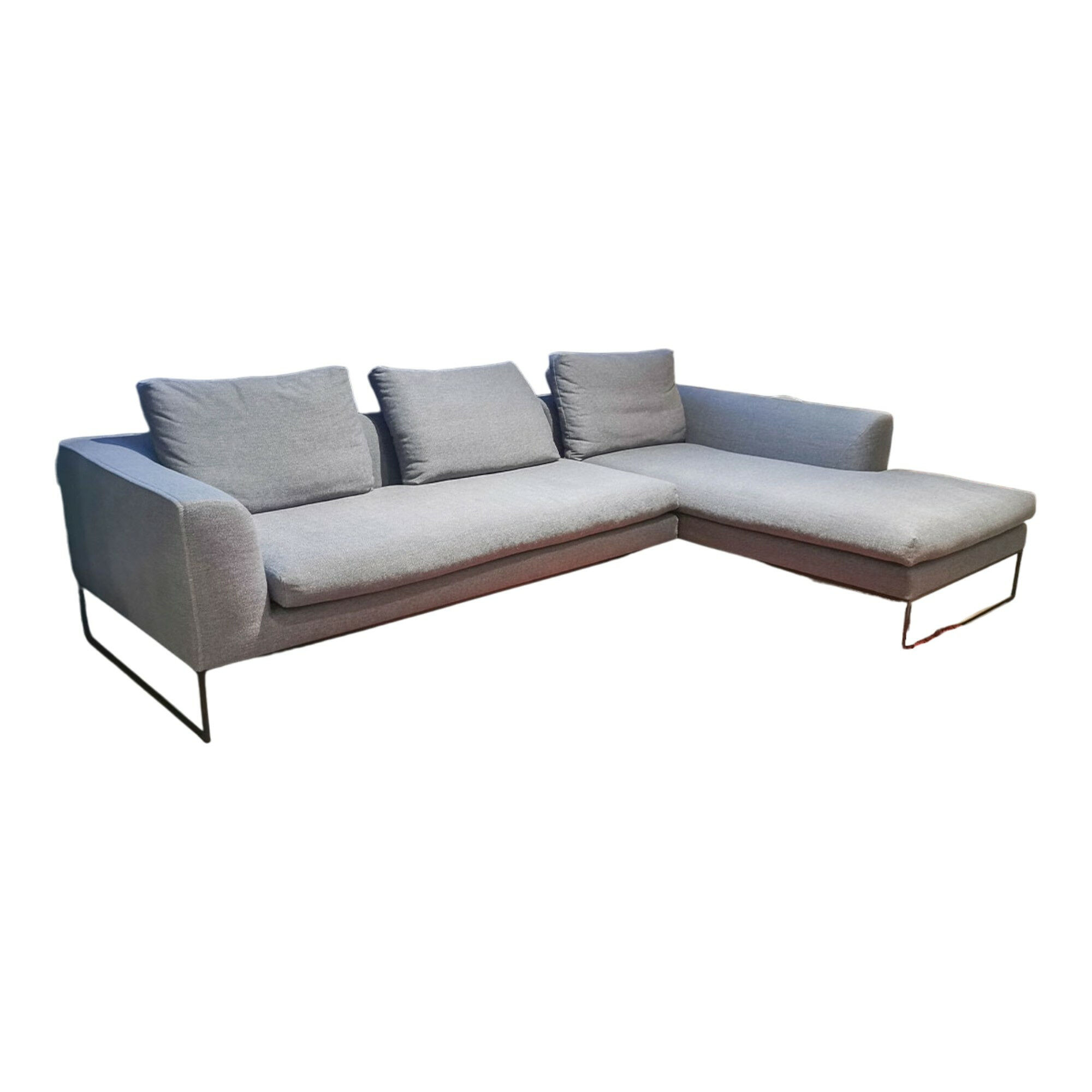 COR - Ecksofa Mell Lounge Stoff 9131 Anthrazit Gestell Lack M20 Schwarz mit 3 Rückenkissen - 1