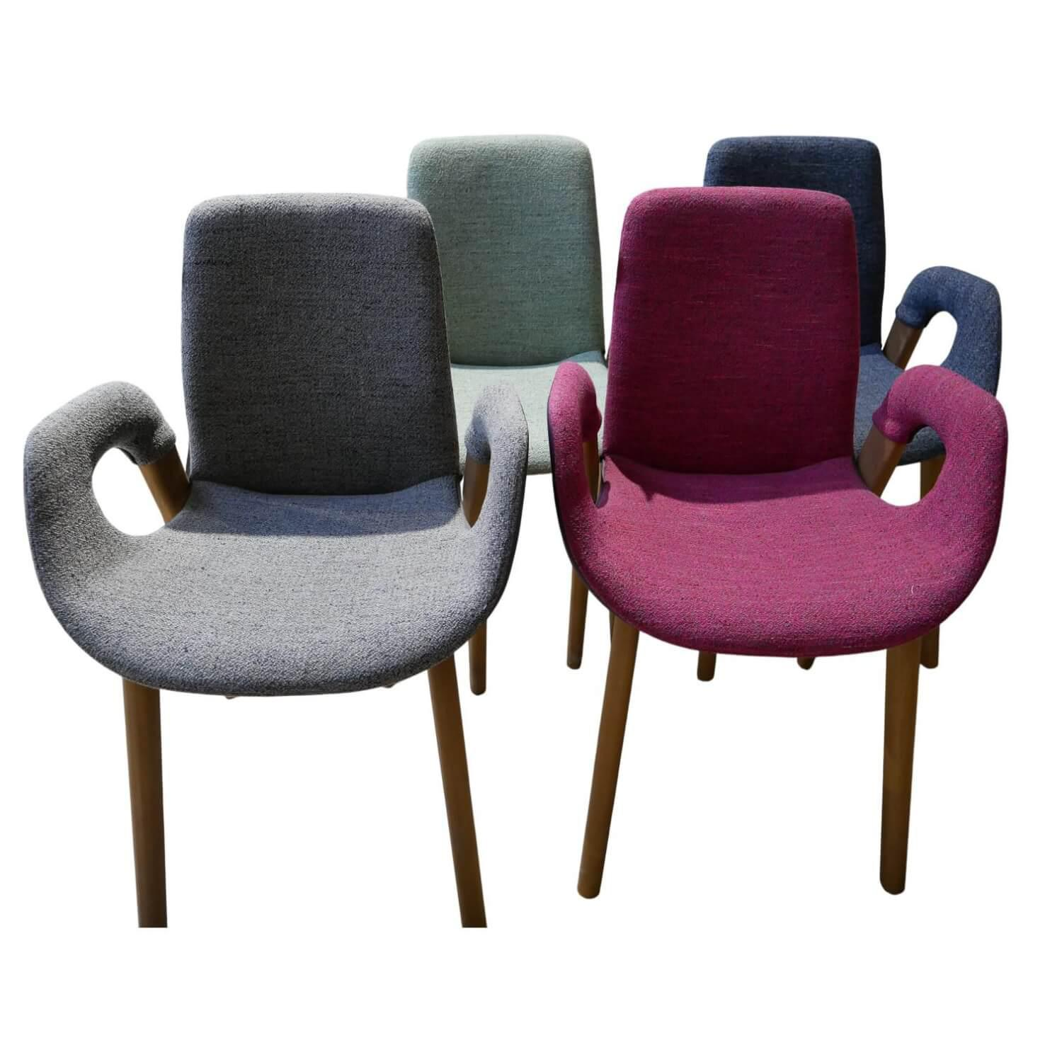 Hartmann - 4er-Set Polsterstühle Kerneiche Umato Gebürstet Außen Leder 13 Grau Innen Stof Mehrfarbig - 1