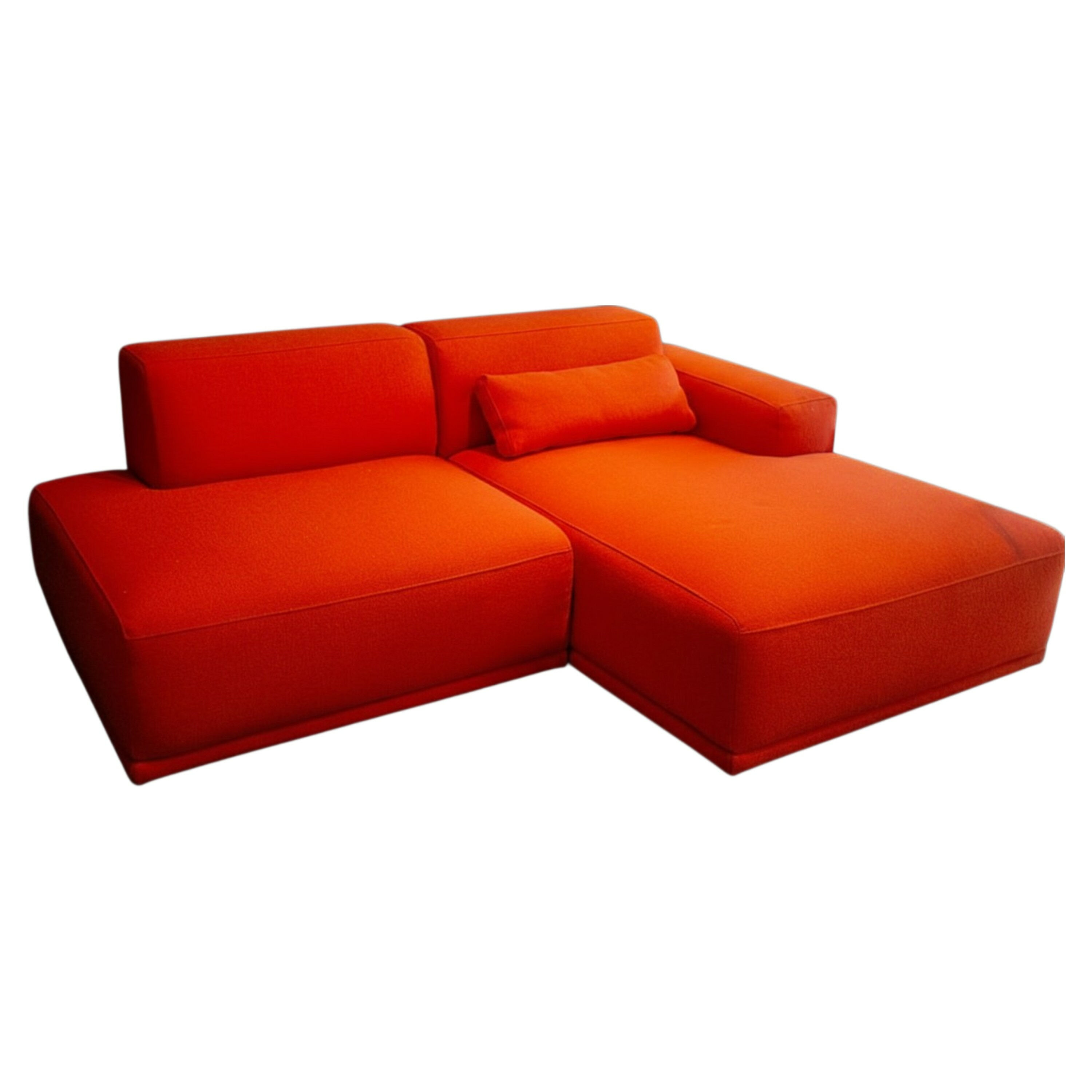 Muuto - Ecksofa Connect Soft Stoff Hallingdal 600 Orange Gestell Eiche mit 1 Spitzkissen - 1