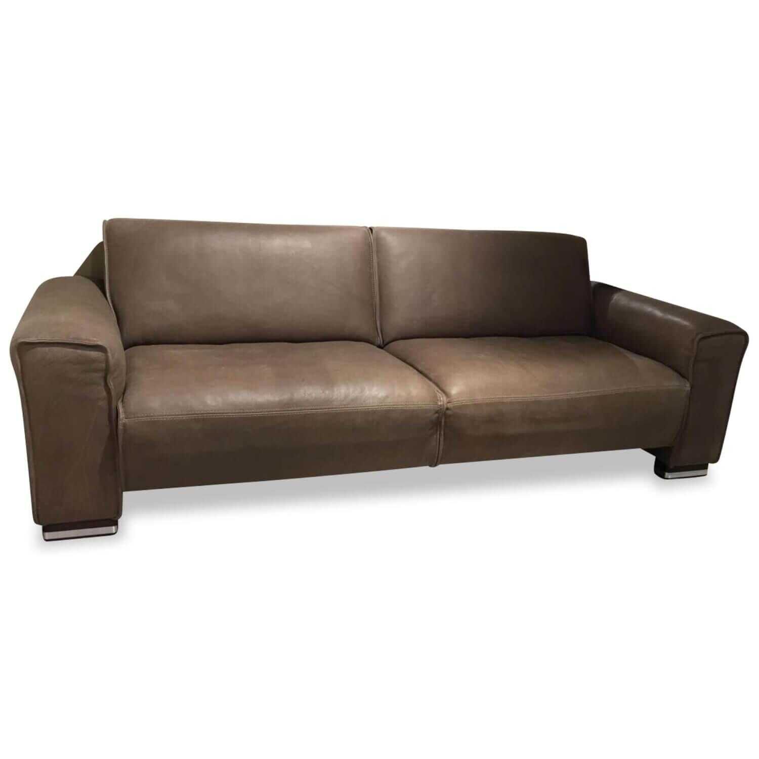 Sofa Mega Leder Braun Chrom Zweisitzer
