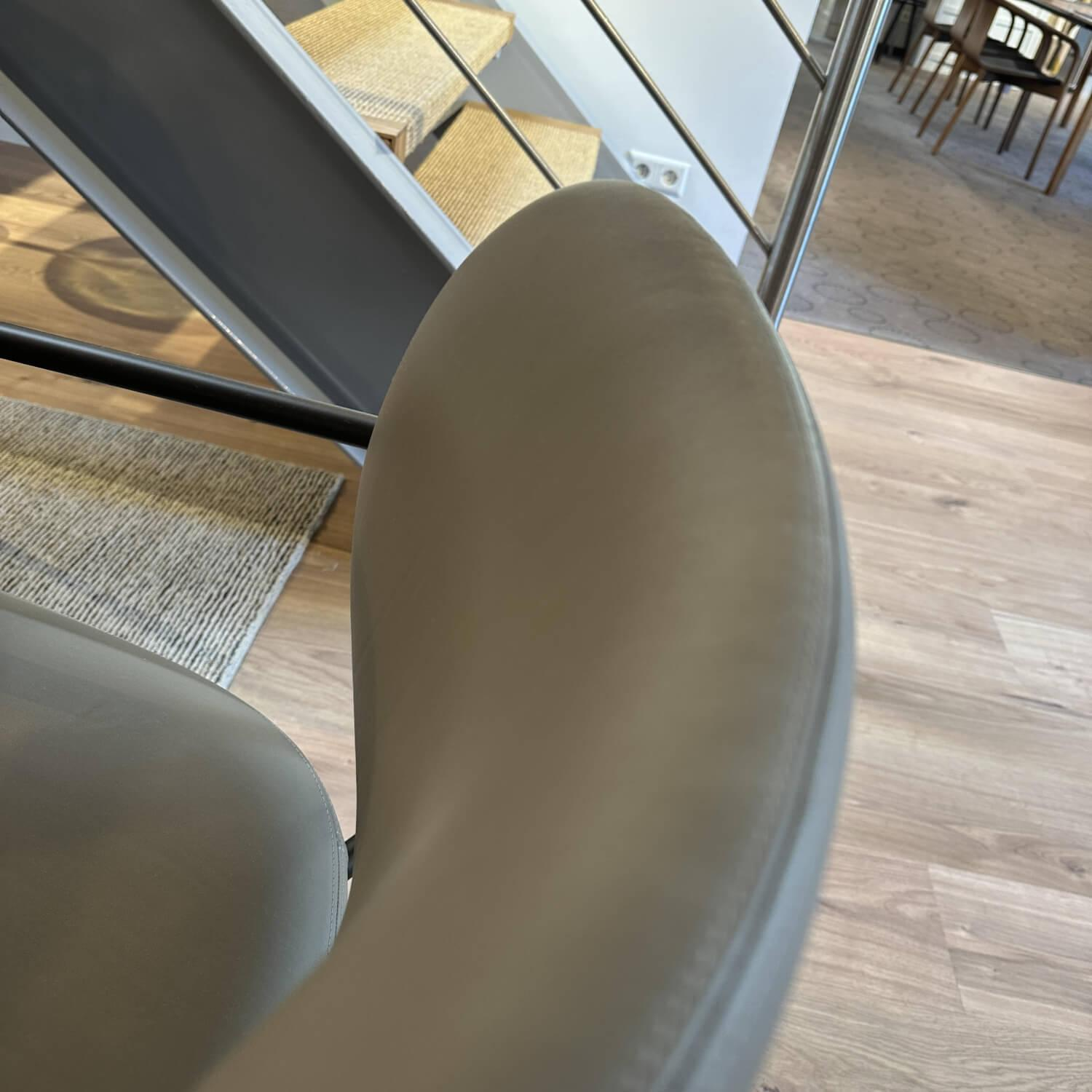 Tonon - Sitzgruppe Eli Leder 9 Soft 96 Grau Beige Gestell Stahl Brüniert - 11