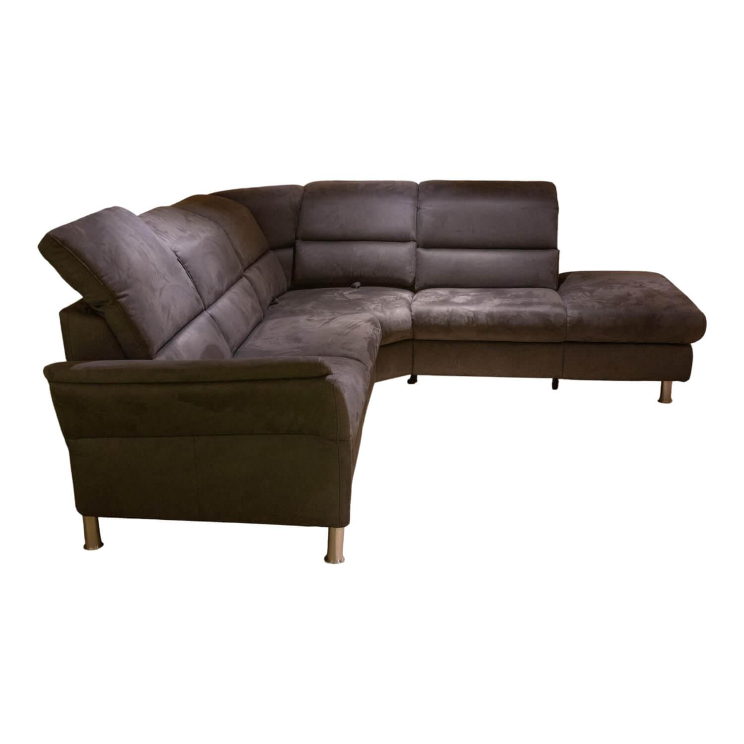 Steinpol - Ecksofa Relaxa 5 0 Stoff Herkules Steel 44 D Schwarz Aluminium Säulenfuß - 1