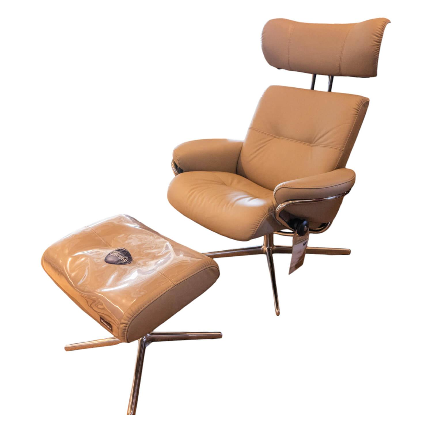 Stressless - Sessel Berlin M Bezug Leder Paloma 45 Mushroom Beige Gestell Cross AH Aluminium 40 - 1