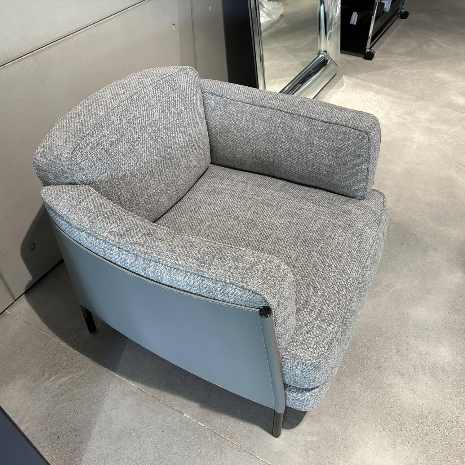 Minotti - Sessel Shelley Innen Stoff Martin 04 Cenere Grau Füße Metall Schwarz - 7