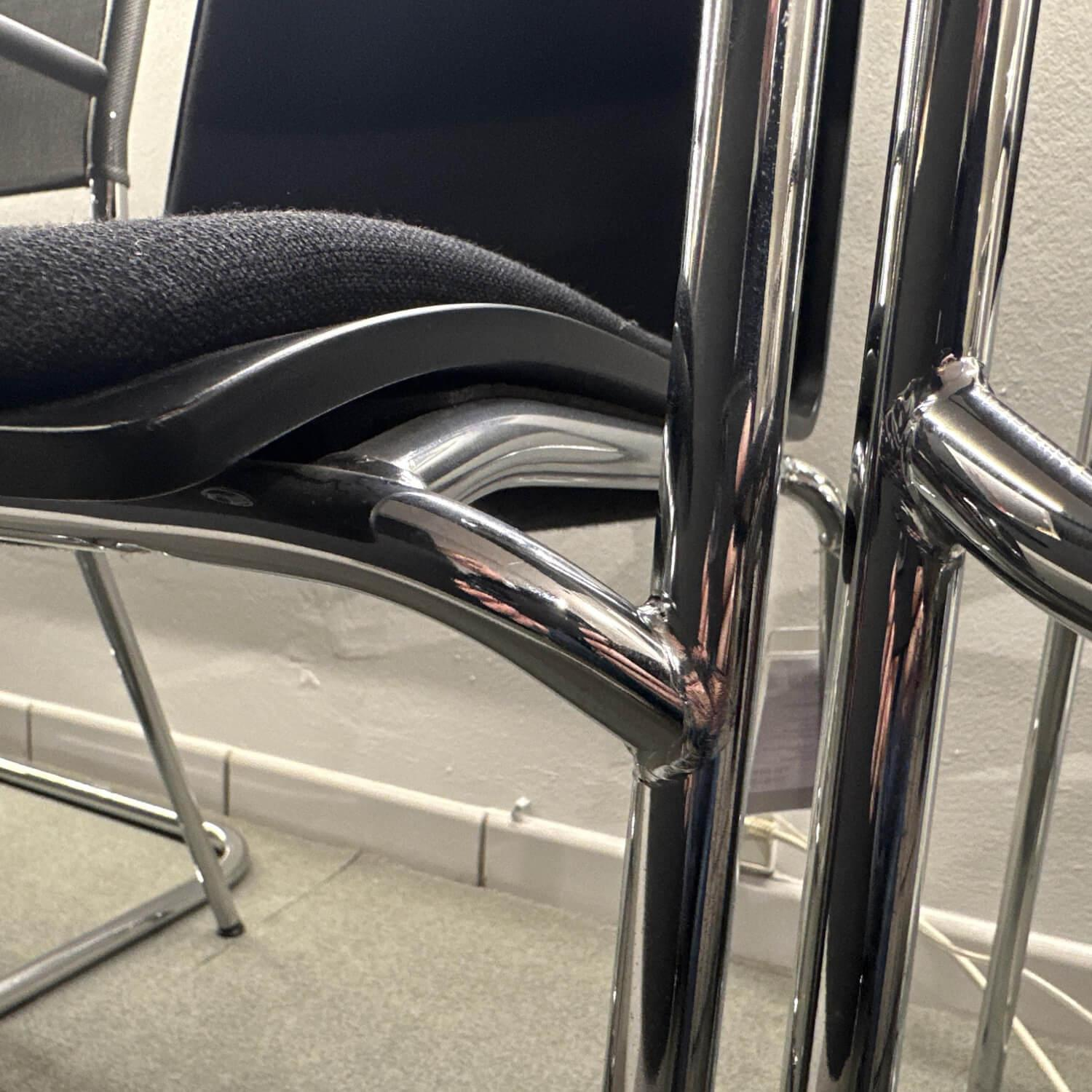 Thonet - Polsterarmlehnstuhl S162 PF Stoff Cava 3 192 Schwarz Schale Formholz Buche Schwarz Gebeizt Gestell Rundrohr Verchromt - 2