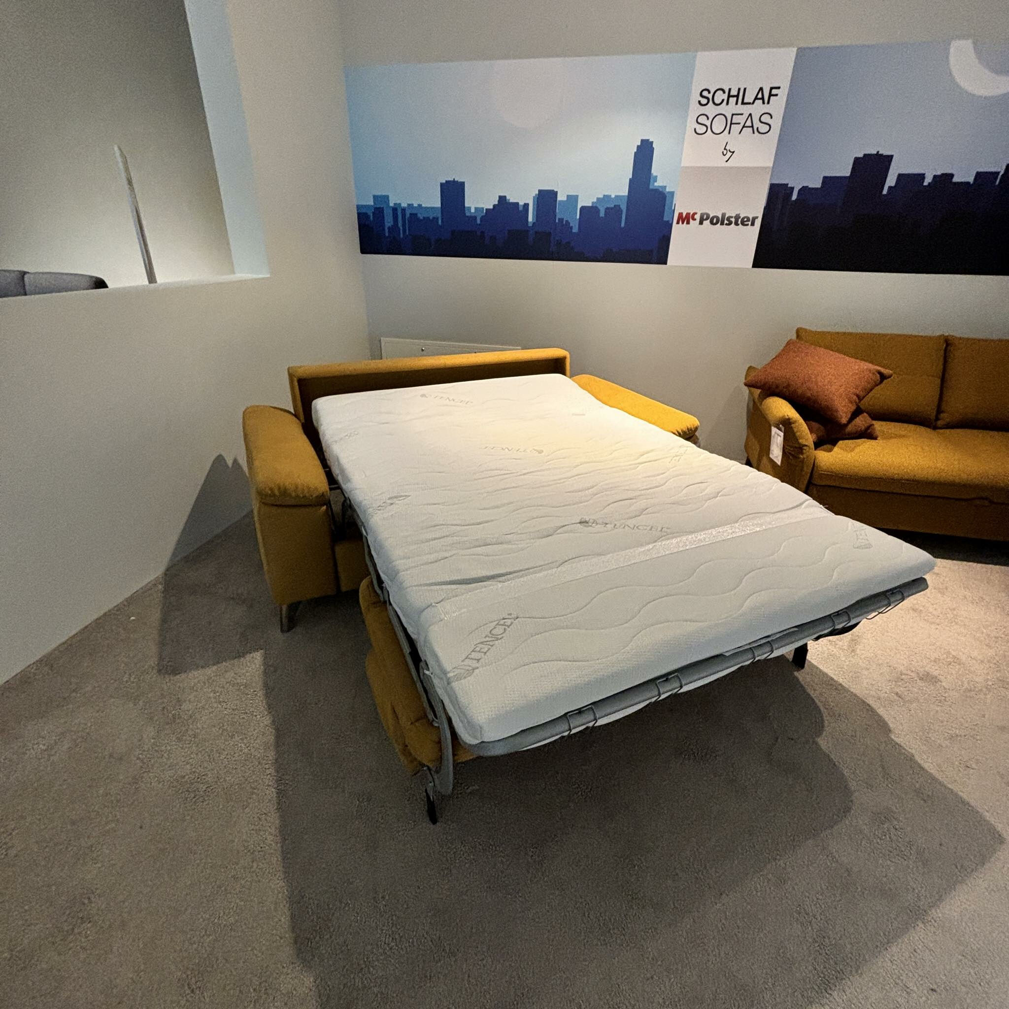 Steinpol - Schlafsofa Poco Paloma Comfort Stoff Sofia Clean Gelb Gestell Metall Chromfarbig Ausklappbar - 5