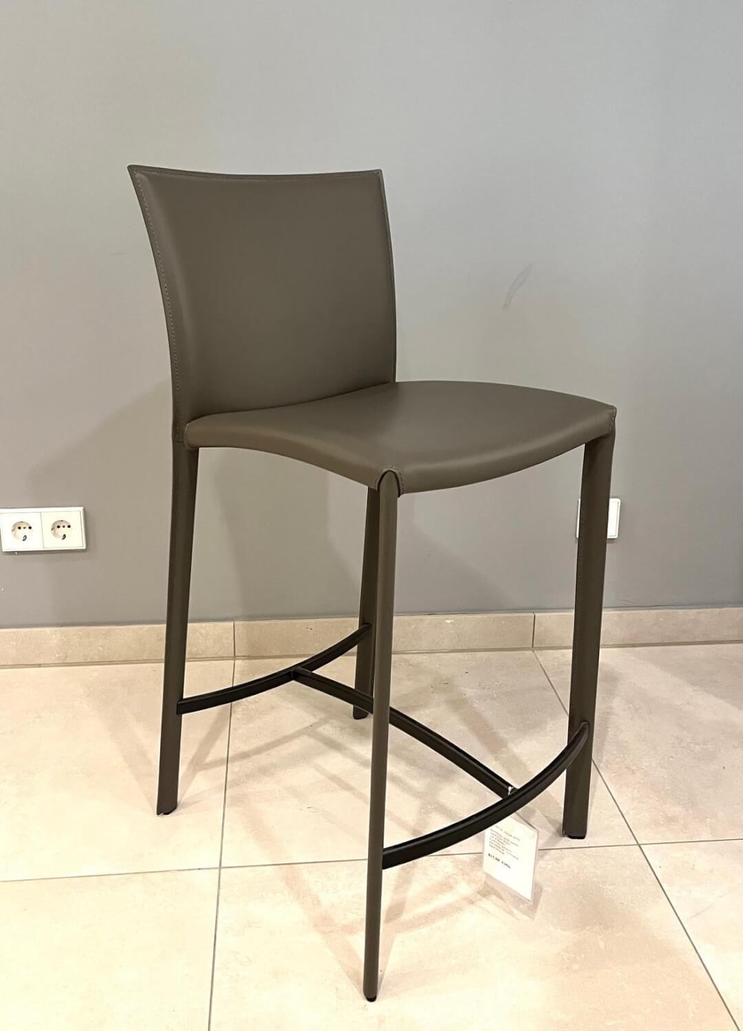 Draenert - 2er-Set Barhocker 2078 Nobile Kernleder Muscat Braun Naht Muscat Fußkreuz Schwarz - 3