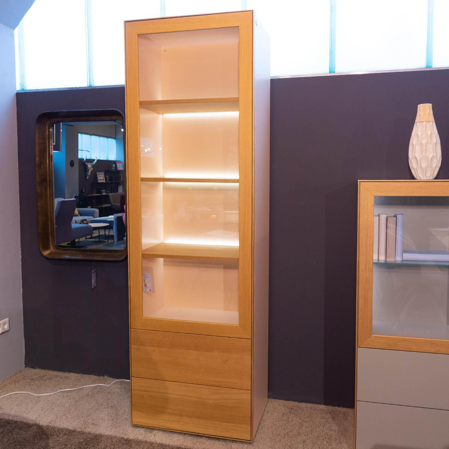 Schöner Wohnen-Kollektion - Vitrine Patchwork Echtholz Eiche Furnier Lack Apricot - 6