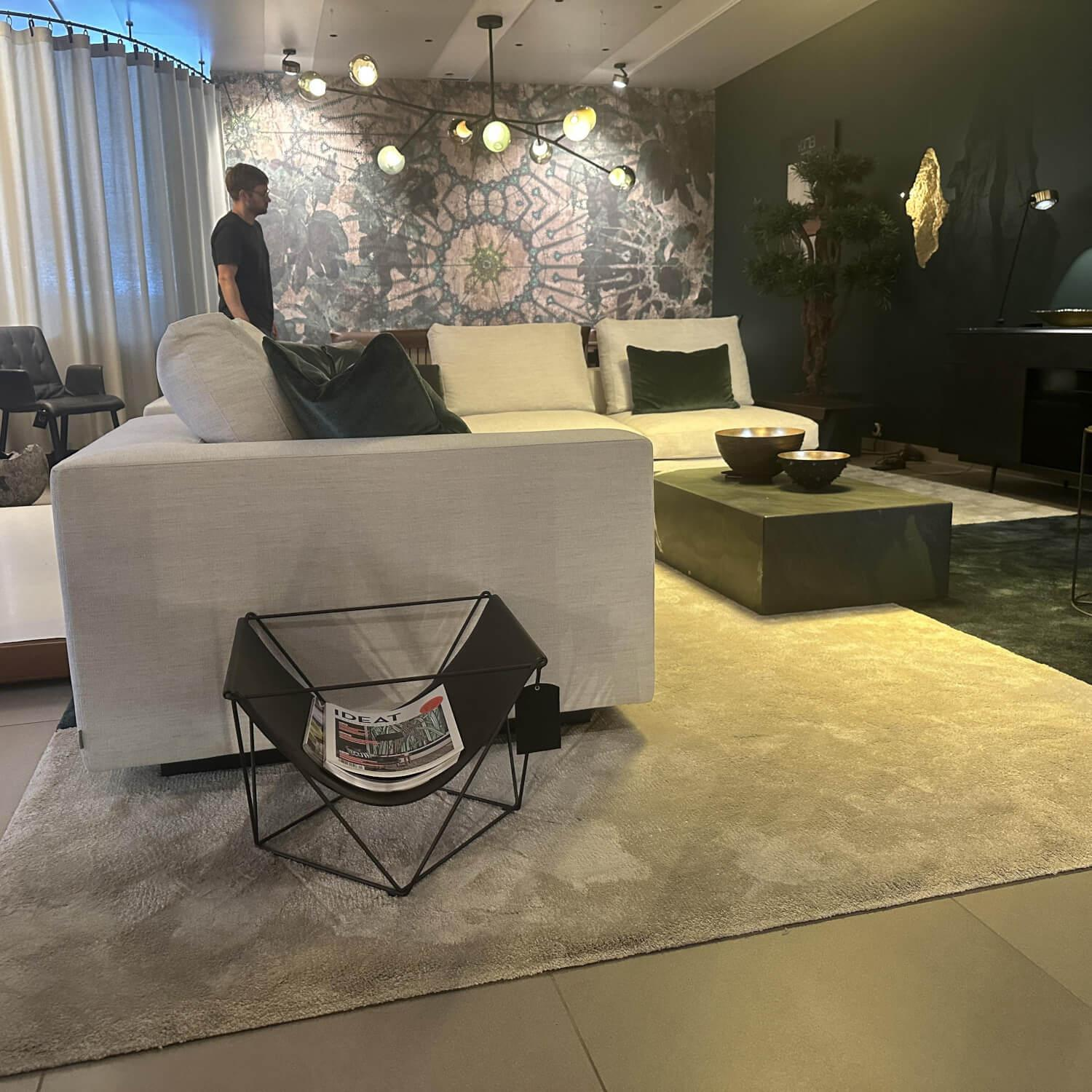 Walter Knoll - Ecksofa Living Landscape Stoff Garbo 7737 Pearl 25 Beige Sockel Buche Schwarz Lackiert - 8