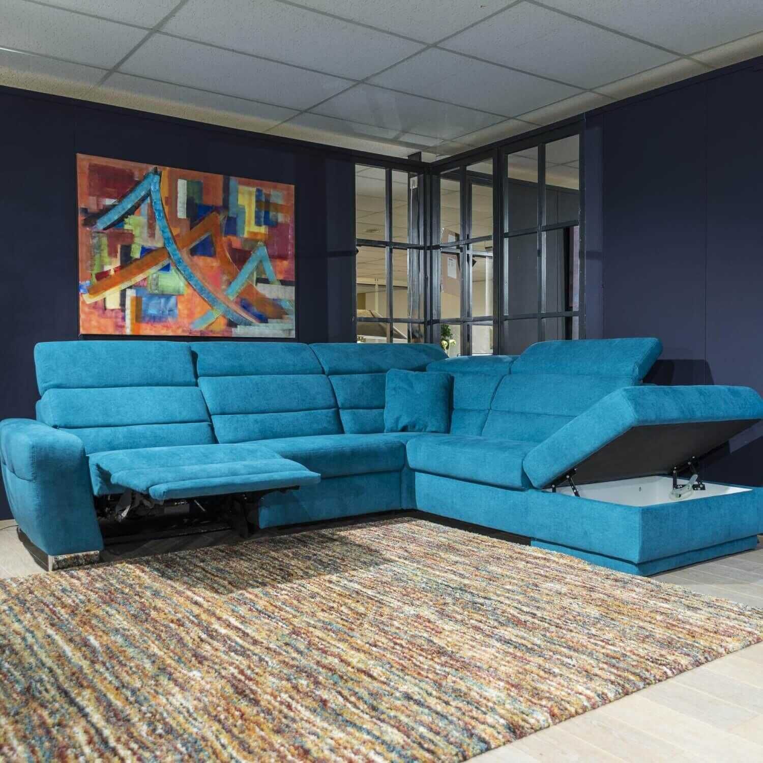 Polipol - Sofa ZE-EM15004 Stoff Miro Petrol Blau Fuß Metall Chrom - 4