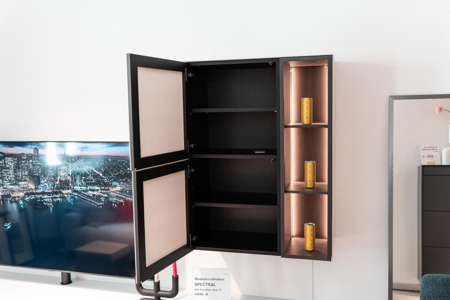 Spectral Smart Furniture - Wohnwand Ameno Side 1 Colour Glas Snow Weiß Akzente Oak Smoked mit TV-Halterung - 2
