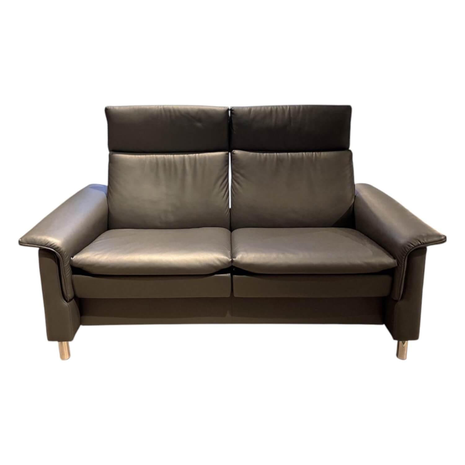 Stressless - Sofa Aurora Leder Paloma Rock Schwarz Fuß Edelstahl Rund Mit Verstellbarer Rückenlehne - 1