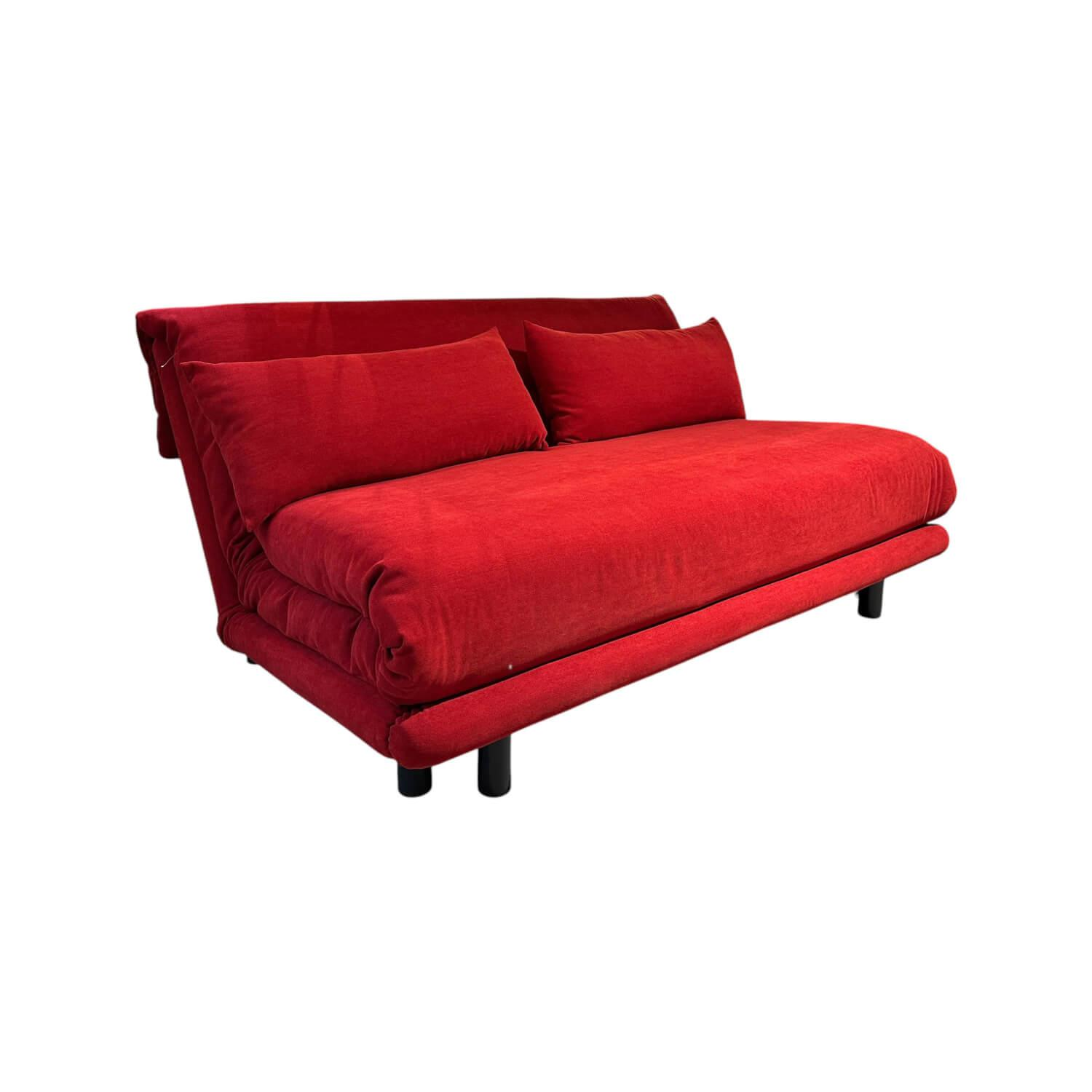 Ligne Roset - Sitztiefe // Schlafsofa Multy Stoff Amalfi Grenade Rot Gestell Metall Anthrazit Inklusive Matratze - 1