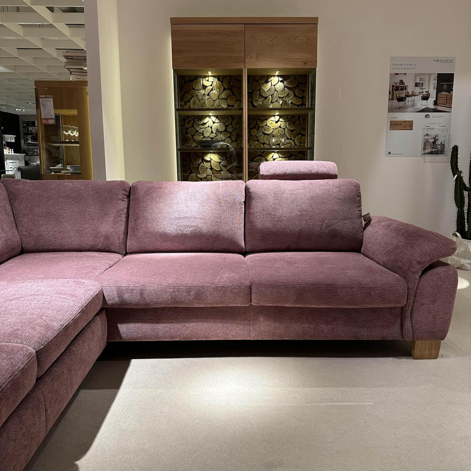 Systempolster - Ecksofa PP-LA21008 Stoff Famosa Wine Violett Gestell Holz Inklusive Kopfstütze Kissen - 12