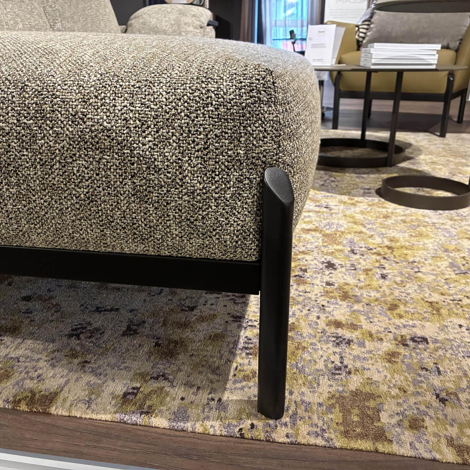 Leolux - Ecksofa Enna Stoff State 011 Rice Beige Braun Gestell Epoxy E2200 Nuit Silk Matt Schwarz - 2