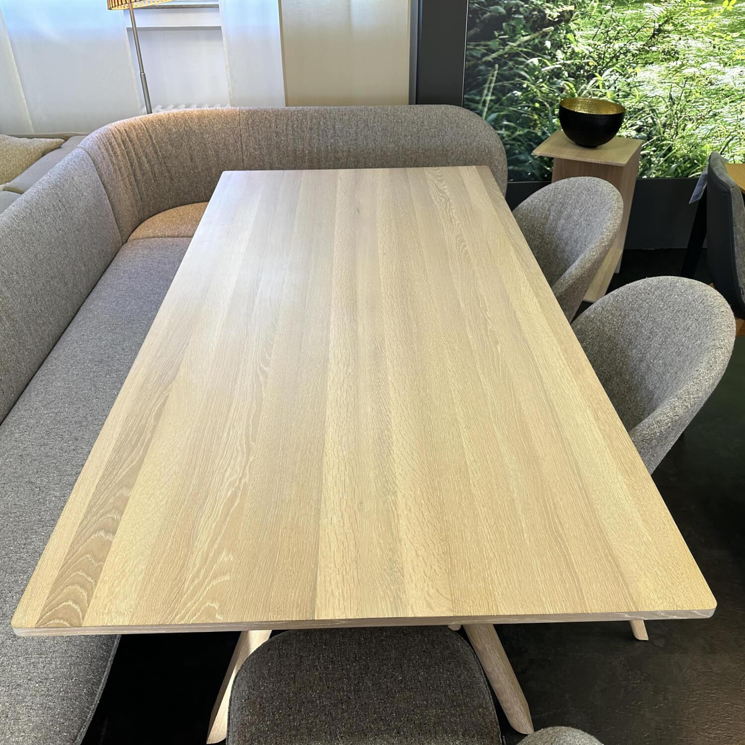 Team 7 - Essgruppe Taso Flor Eiche Weißöl Bezug Stoff Ripley RI11 Grau Inklusive Einlegeplatte - 7