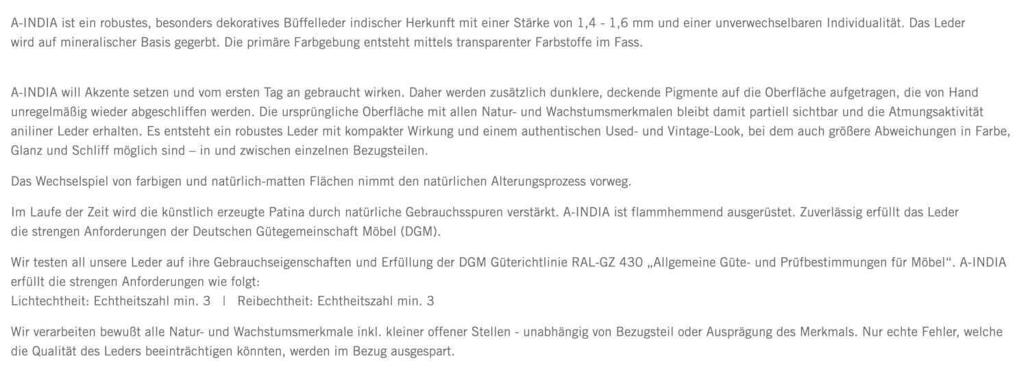 Koinor - Ecksofa Hiero Leder A-India Mare Blau Füße Schwerkufe Metall Nickel Satinier mit Hocker - 13