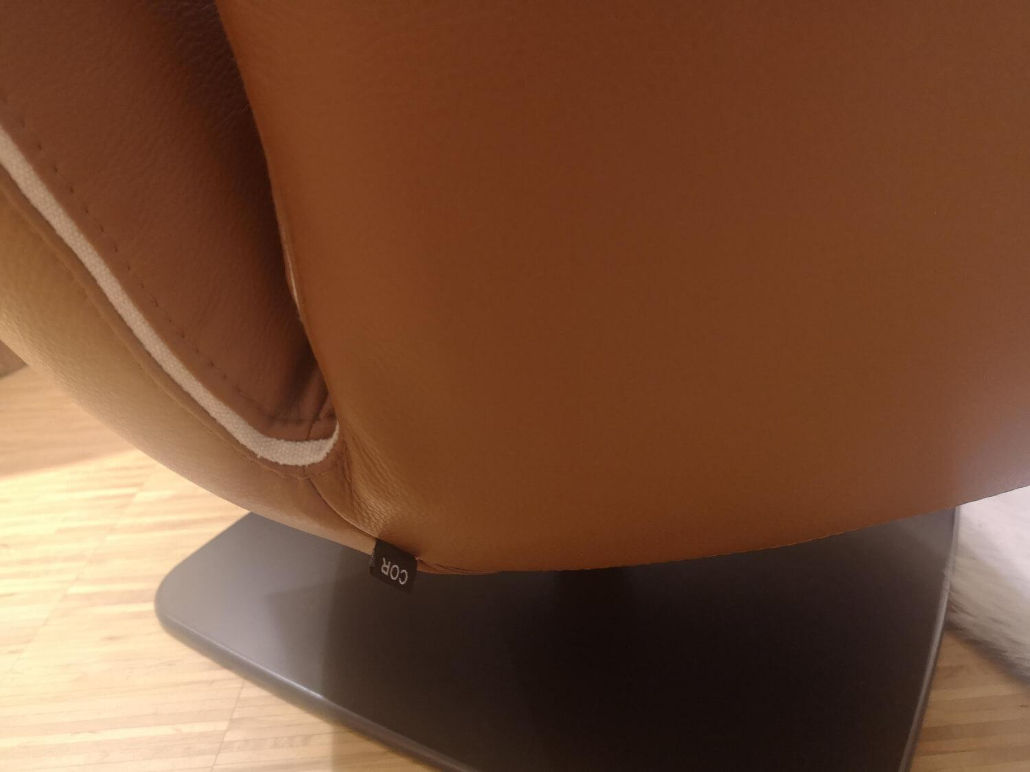 COR - Sessel Jalis Lounge Leder 200 Cognac Braun Kontrastnaht mit Hocker - 2