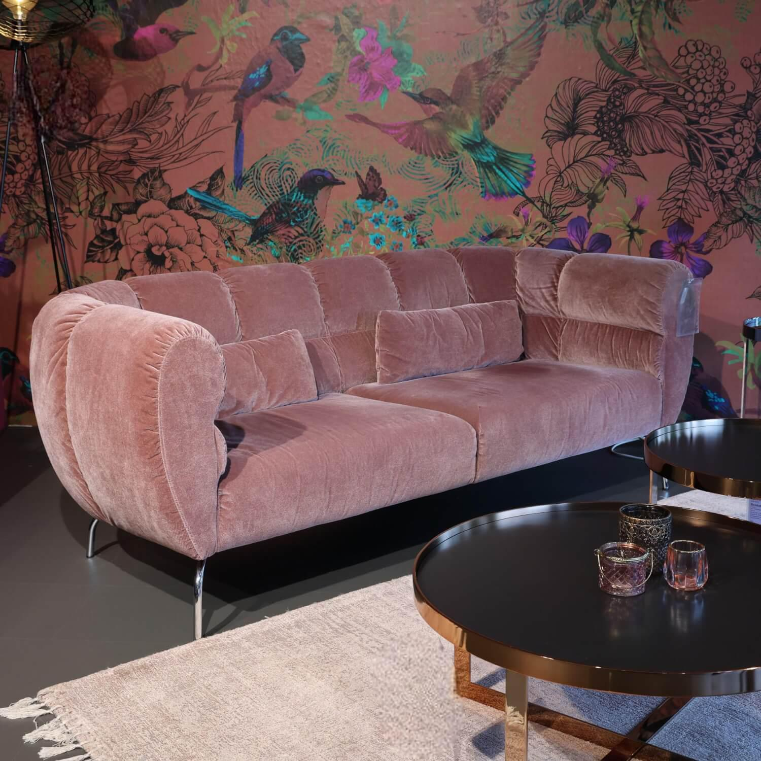 Brühl - Sofa Magnolia 73008 Stoff 4473 0052 Rosa Gestell Metall Verchromt Glänzend - 11