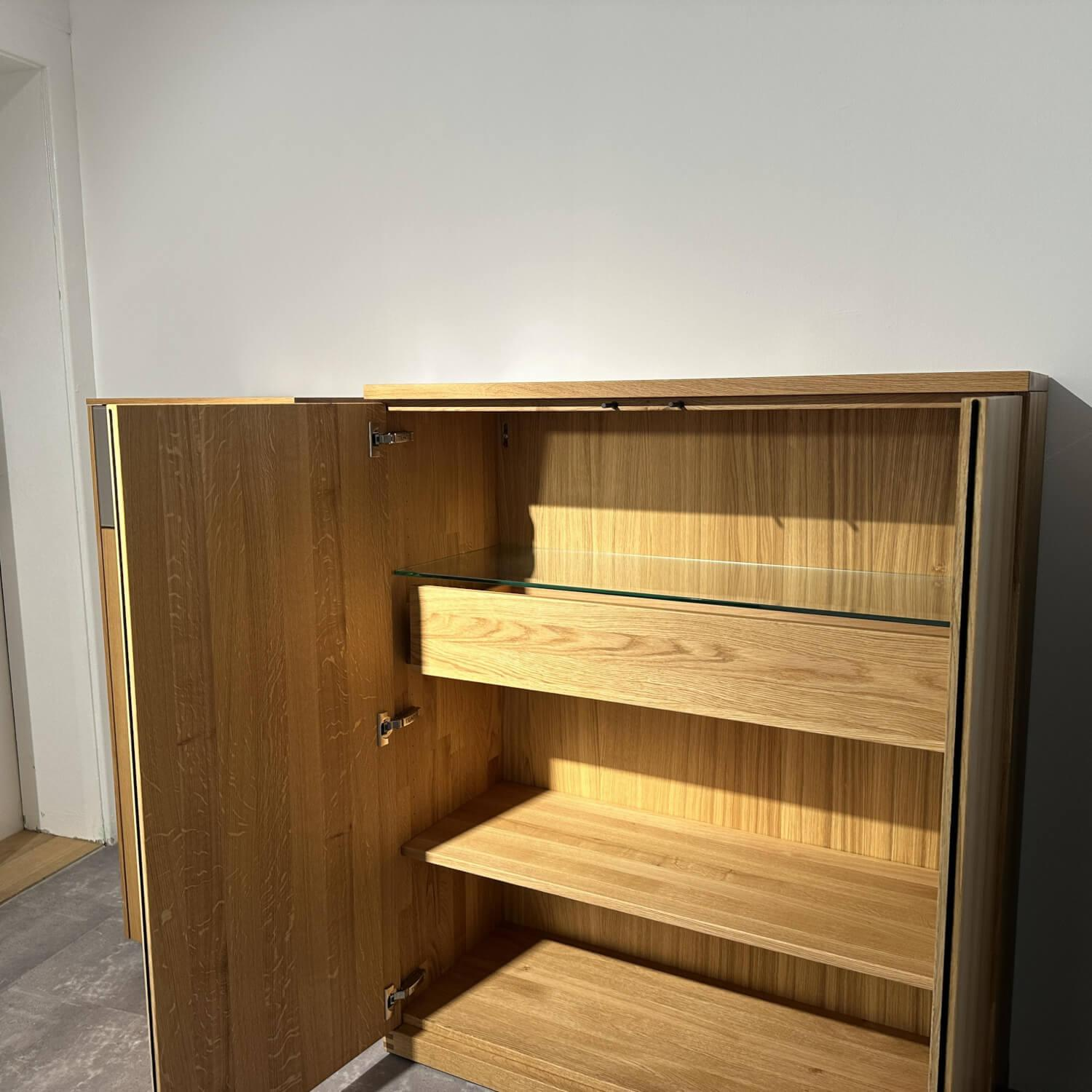 Team 7 - Kommode Außen Eiche Geölt Innen Buche Glasboden - 5