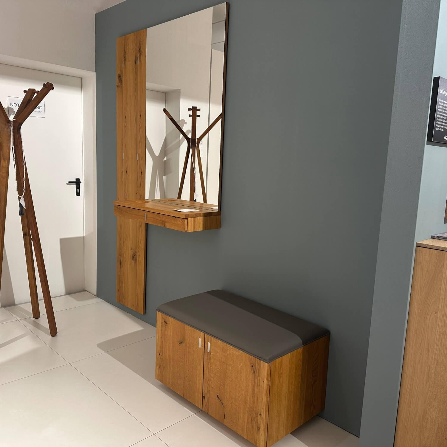 Team 7 - Garderobe Cubus Eiche Wild Naturöl Sitzauflage Leder Mittelgrau - 7