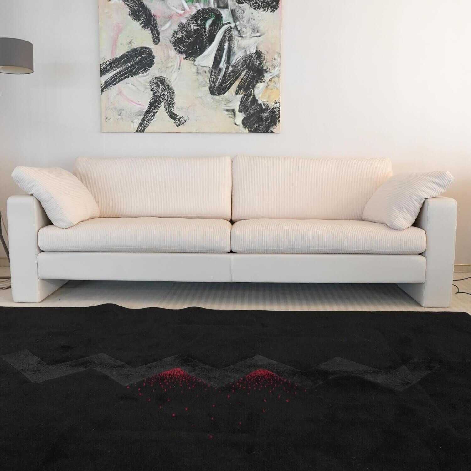 Sofa Conseta Leder Stoff Weiß mit 2 Armteilkissen