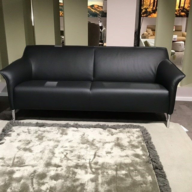 Leolux - Set Mayon Leather Ceras Peat Black Aluminum Feet Polished 2 Sofas - 2