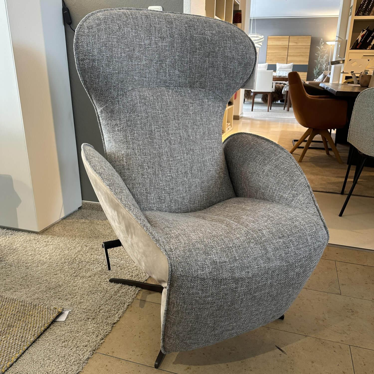 Jori - Sessel Daydreamer Innen Stoff Depero Grau Aussen Leder Nubuck Cream Grau Fuß 4-Stern Lack Bronze Ausführung Monomove - 9