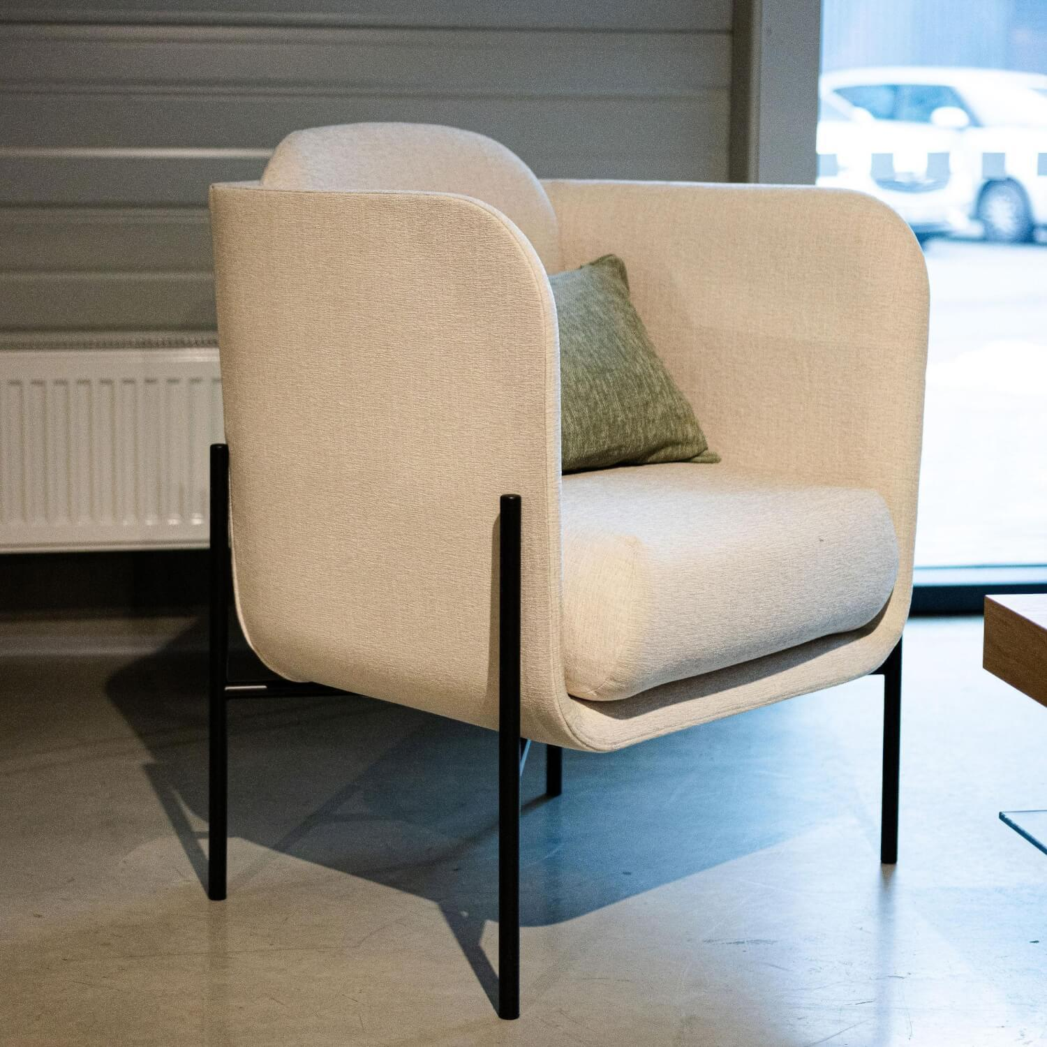 Novamobili - Sessel Haiku D10906 Stoff XFRU17-FRIDA 17 Tortora Beige Grau Gestell Schwarz - 4