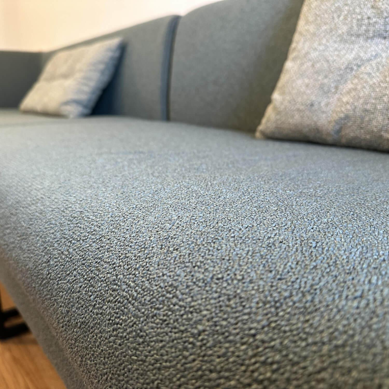 Signet - 2er-Set Bank Gilbert 135 Stoff Tessin Lagoon Blau Kufe Metall Schwarz Pulverbeschichtet Inklusive Kissen - 4