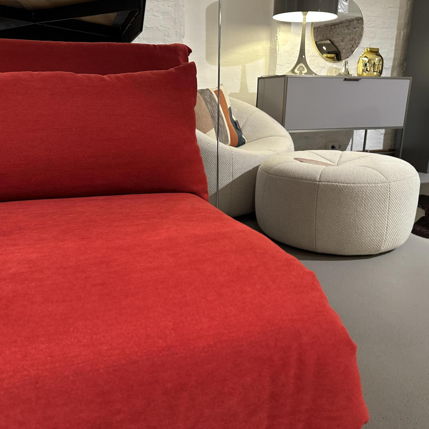 Ligne Roset - Sitztiefe // Schlafsofa Multy Stoff Amalfi Grenade Rot Gestell Metall Anthrazit Inklusive Matratze - 3