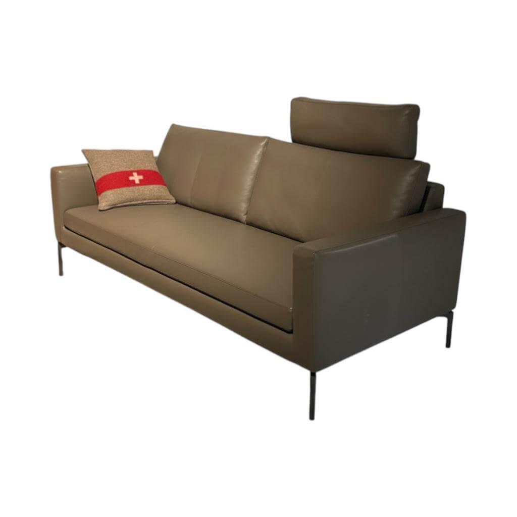 Intertime - Sofa Gil Leder Santana Terra L3385S Grau Braun Füße Metall Schwarz - 1