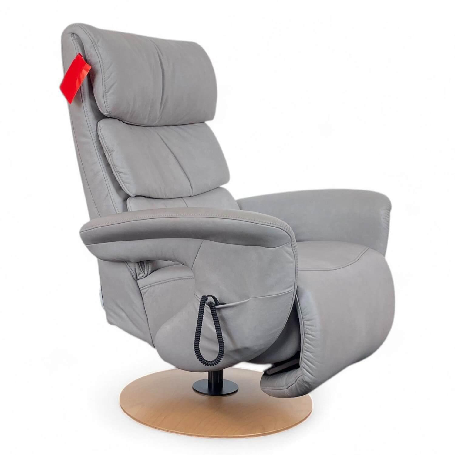 himolla - Relaxsessel 7428 Easyswing L Leder Nappa Soft Asche Grau Holzteller Buche Motorische Verstellung Mit Aufstehhilfe - 2