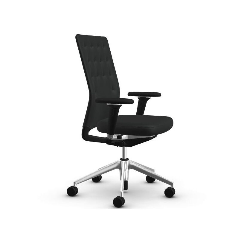 Bürodrehstuhl ID Trim Stoff Plano F30 Nero 3d-Armlehnen Gestell Alu Poliert