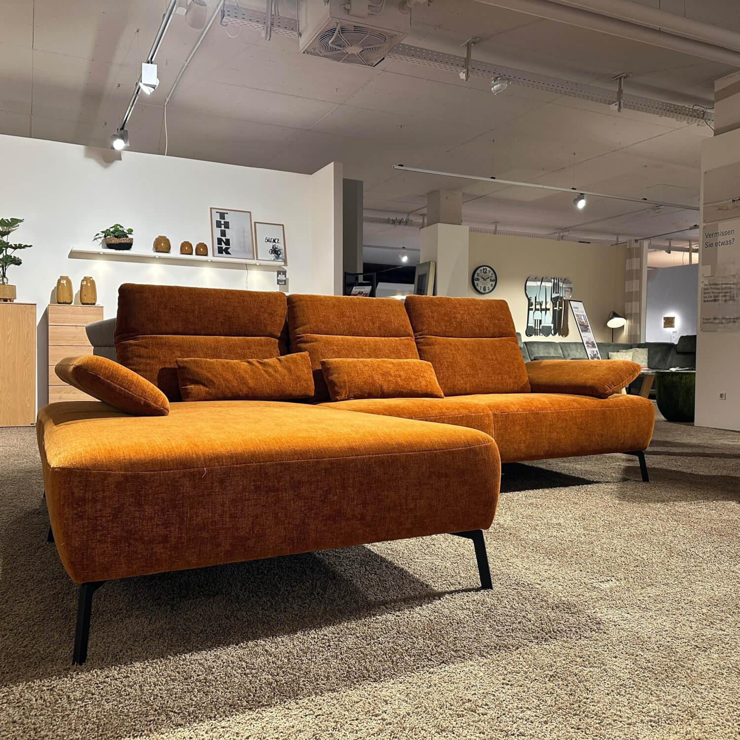 Carina - Polsterkombination EM Setupal Stoff Cosmopolitan Rusty Orange Braun Metallfuß 284 Schwarz Matt Mit Kissen - 9